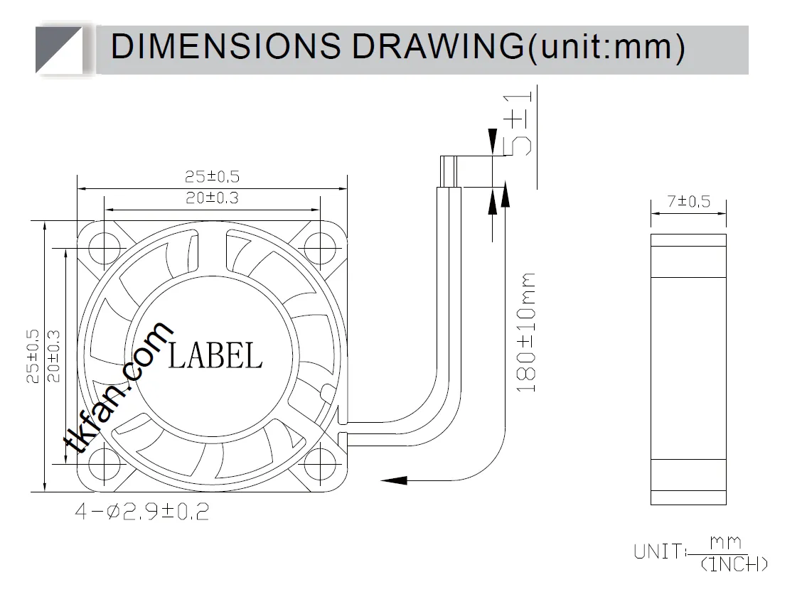 structure drawing of Micro fan DA2507HH05X